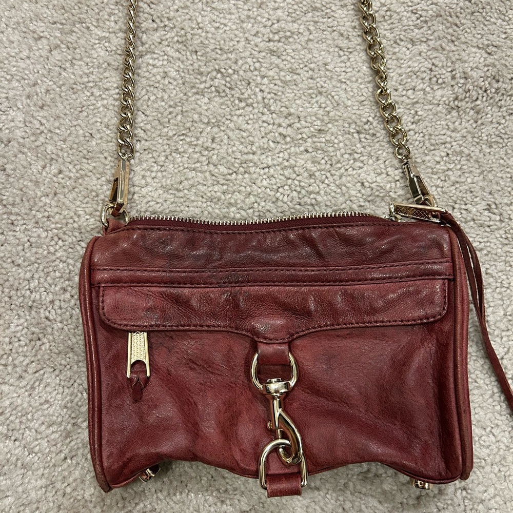 Rebecca Minkoff Red Leather Crossbody Bag with Gold Hardware